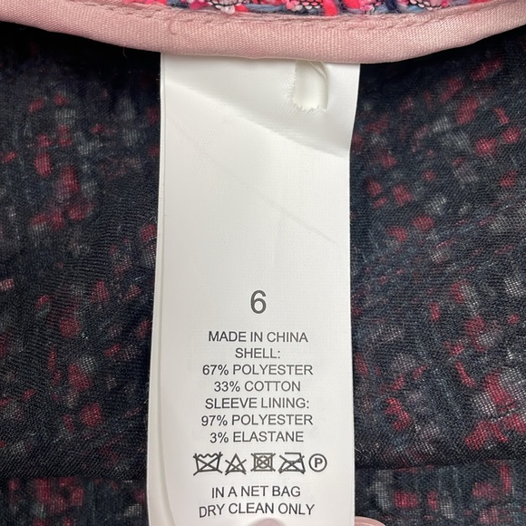 Kate Spade Tweed Open Front Fringe Peacoat Winter Jacket Preppy Pink 6 - Picture 10 of 11